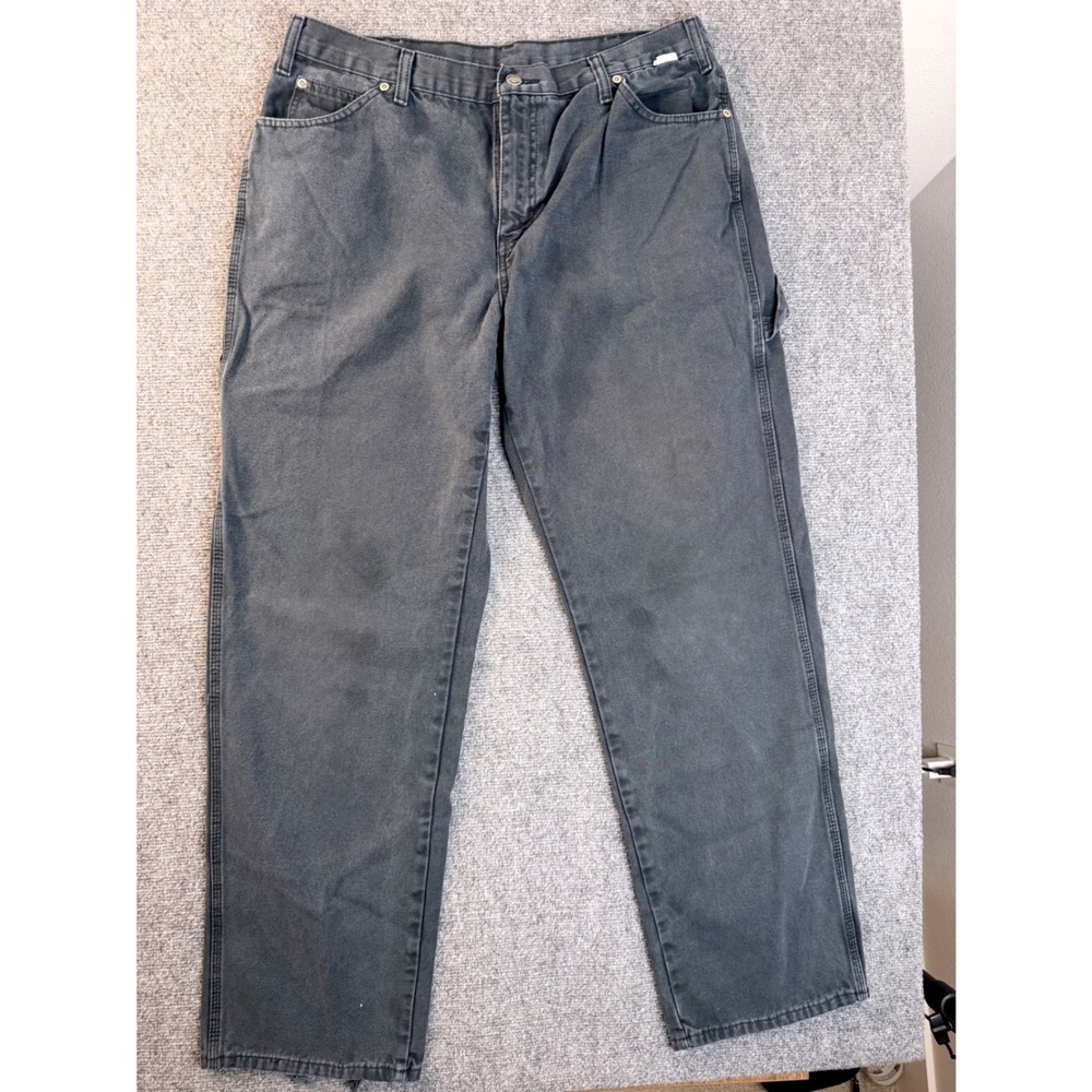 Dickies Carpenter Pants Mens 44x31 Faded Black Duck Canvas Workwear Utility Y2K